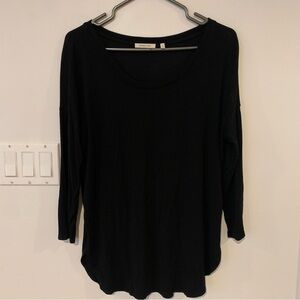 Babaton Aritzia Black Top Womens Small S Rayon Blend Scoop Neck 3/4 sleeve